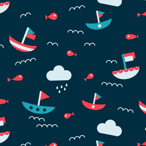 Simple Boats and Red Fish