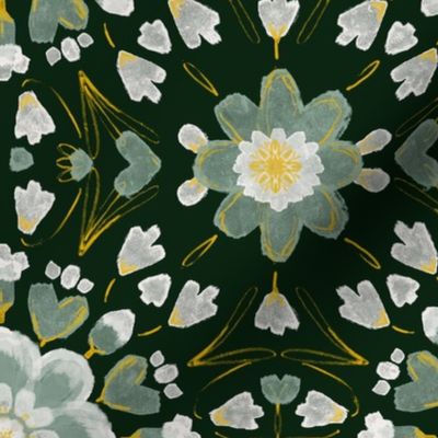 Floral tile on Dark green