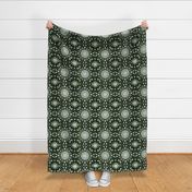 Floral tile on Dark green