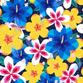 Bright Tropical Hibiscus Print