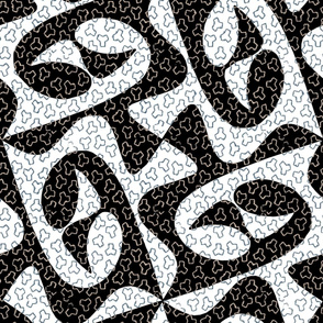 Counterchanged Tessellating Eagle Heads in Black and White with Tribead Overlay