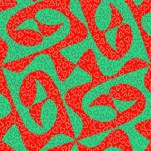 Counterchanged Tessellating Eagle Heads in Red and Green with Tribead Overlay