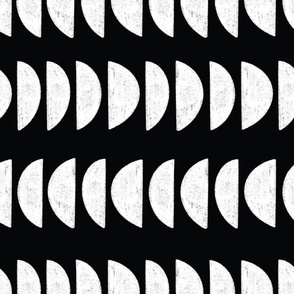 Side Half Moons - White on Black