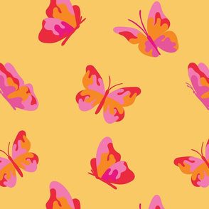  Camouflage Butterflies on Yellow - Medium