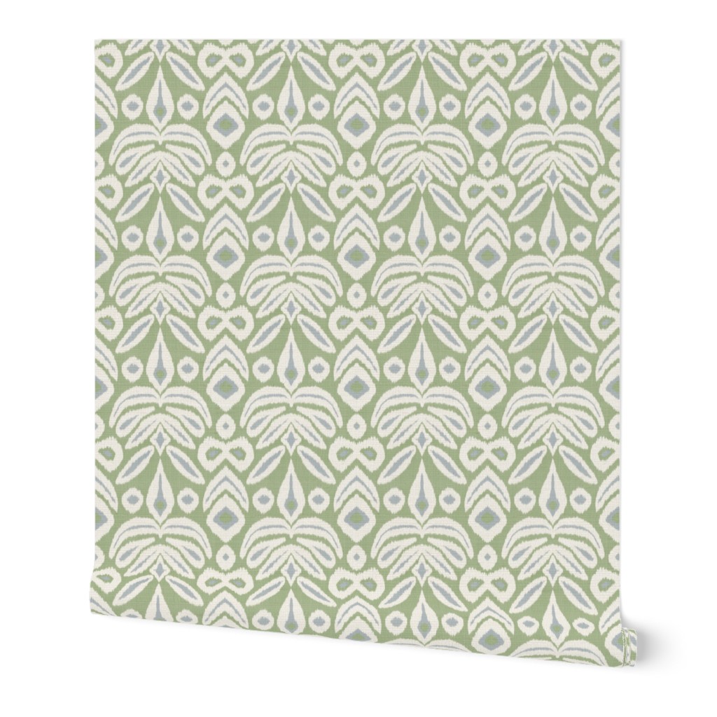 Small Soft Blue and Green Bloom Ikat