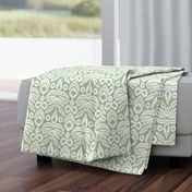 Small Soft Blue and Green Bloom Ikat