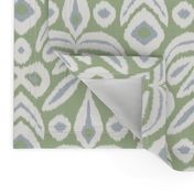 Small Soft Blue and Green Bloom Ikat