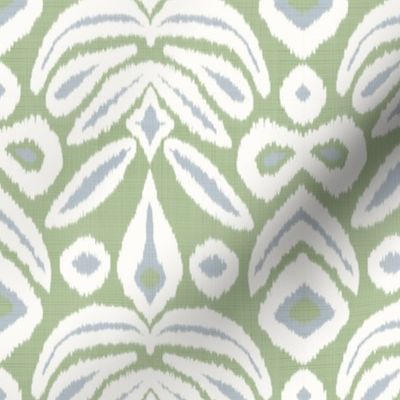 Small Soft Blue and Green Bloom Ikat