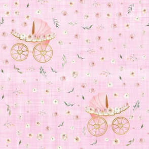 floral pram pink linen