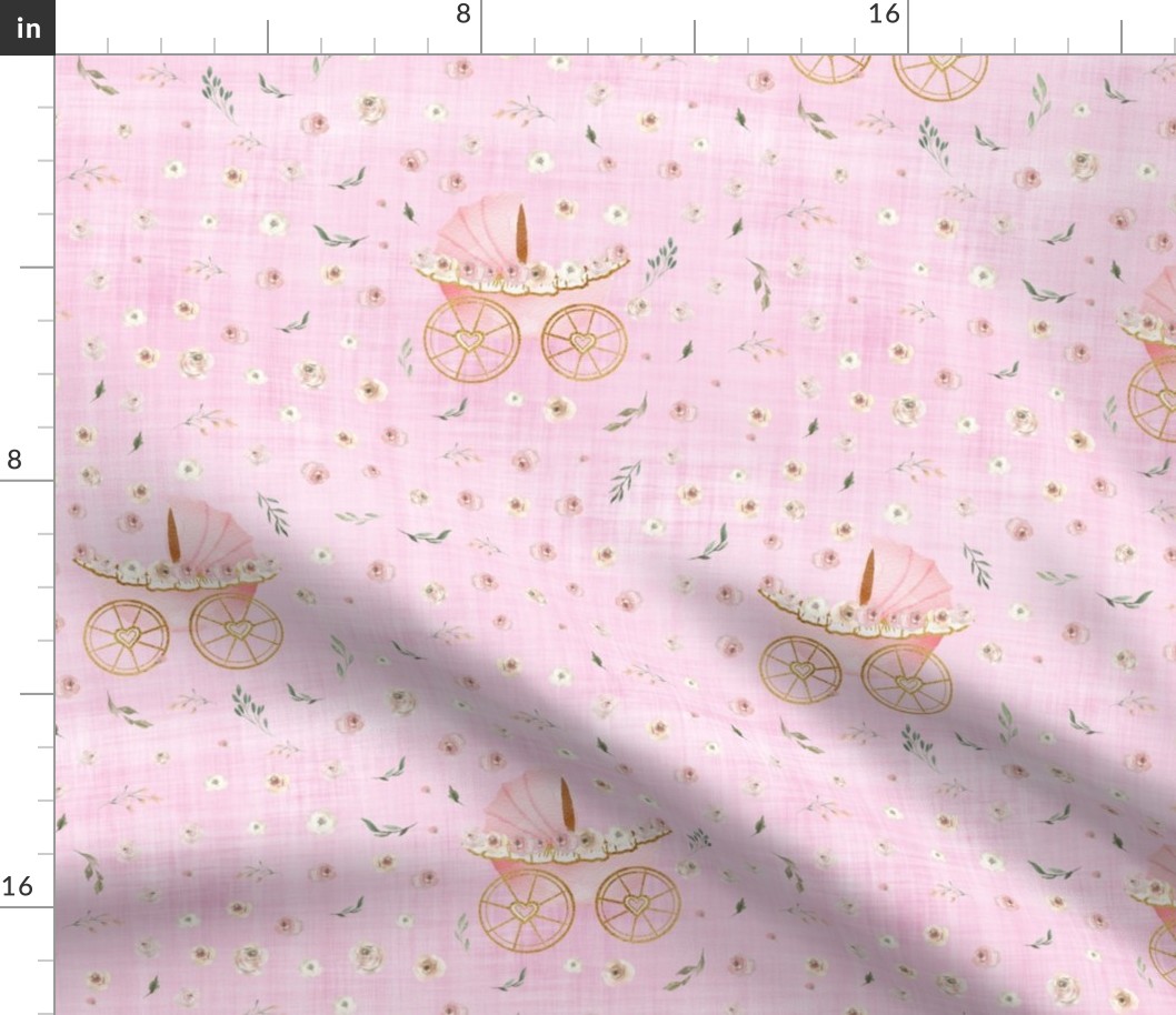 floral pram pink linen