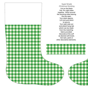 Green gingham cut and sew stocking
