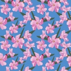 small print // Pink Flowers Grown in California blue  floral fabric