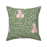 floral blocks green