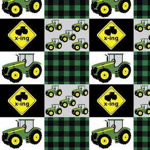 Tractor quilt green yellow