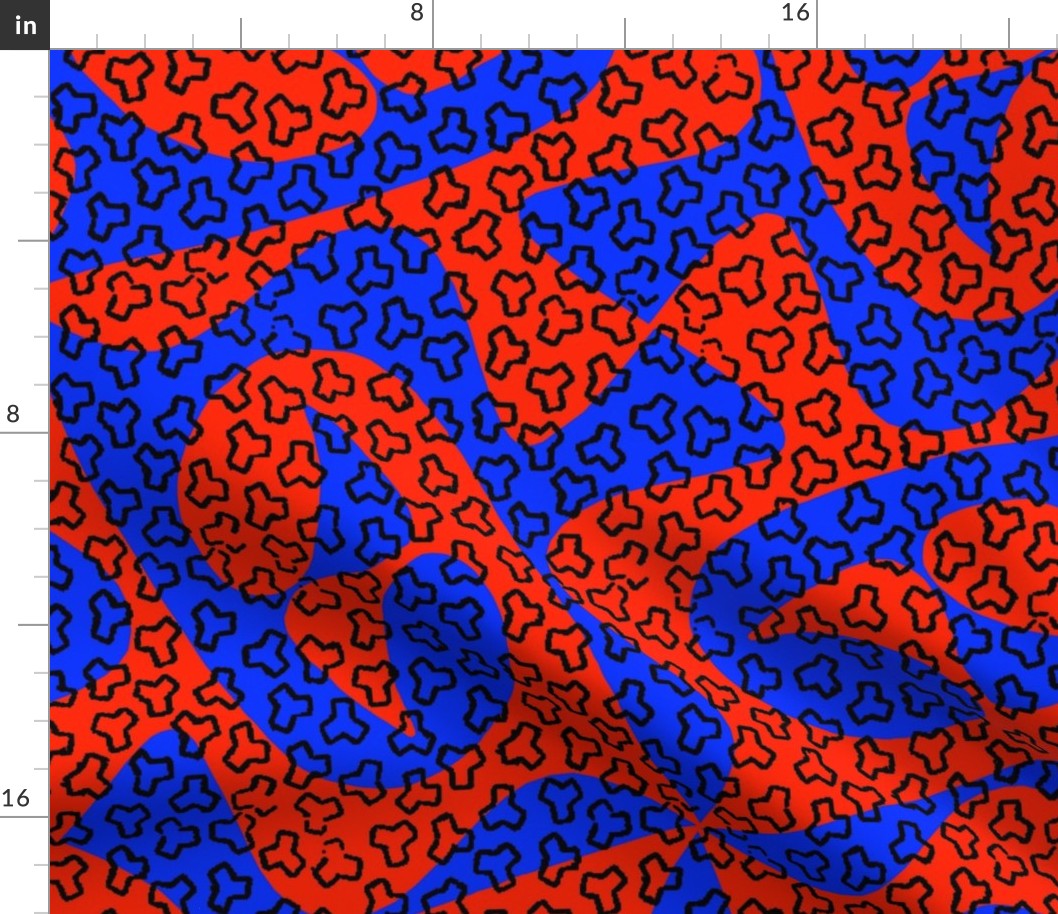 Counterchanged Tessellating Eagle Heads in Red and Blue with Tribead Overlay