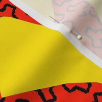 Counterchanged Tessellating Eagle Heads in Red and Yellow with Tribead Overlay