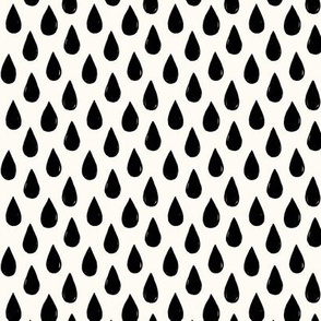 Raindrops - small rain print - black and white