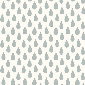 Raindrops - small rain print - dusty blue and cream