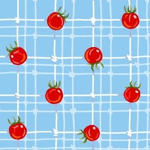 Cherry Tomatoes Garden Plaid / Sky Blue