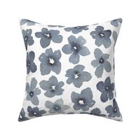 Large indigo blue flowers on a white base with oversized flowers for floral wallpaper, bedding 