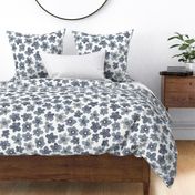 Large indigo blue flowers on a white base with oversized flowers for floral wallpaper, bedding 