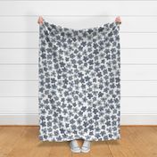 Large indigo blue flowers on a white base with oversized flowers for floral wallpaper, bedding 