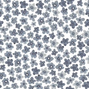 Large indigo blue flowers on a white base with oversized flowers for floral wallpaper, bedding 