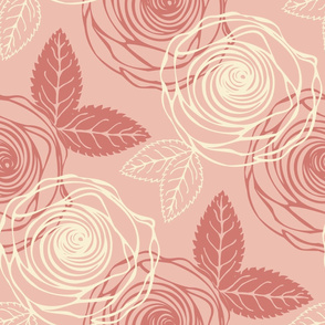 Rose & Leaves Light Pink