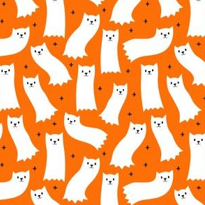 (small scale) Ghost Cats - cute halloween - orange - LAD21