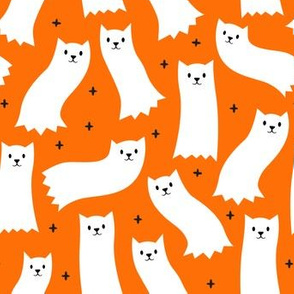 Ghost Cats - ginger - cute halloween - orange - LAD21