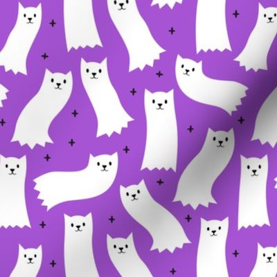 Ghost Cats - ginger - cute halloween - purple - LAD21