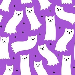 Ghost Cats - ginger - cute halloween - purple - LAD21