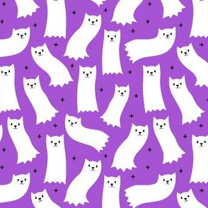 (small scale) Ghost Cats  - cute halloween - purple - LAD21