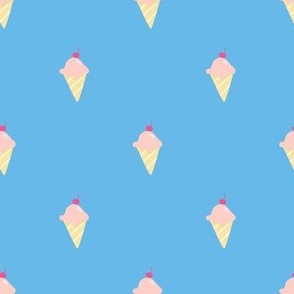Ice Cream Cones on Blue