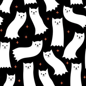 Ghost Cats - ginger - cute halloween - black - LAD21