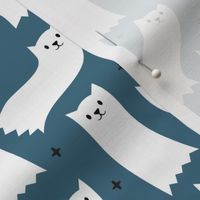 Ghost Cats - ginger - cute halloween - stone blue - LAD21