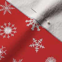 Red with white snowflakes cut and sew stocking