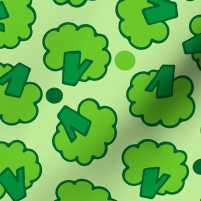 Green seamless pattern with broccoli. Repeat pattern design.