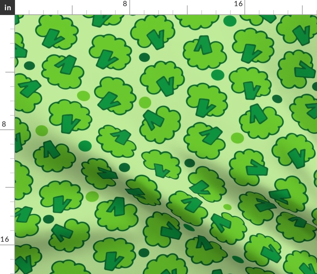 Green seamless pattern with broccoli. Repeat pattern design.