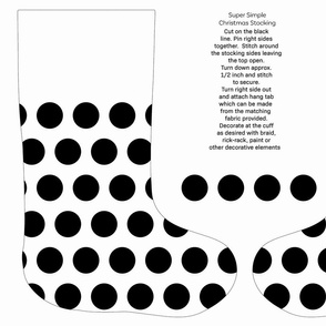 Giant polka dots black cut and sew stocking