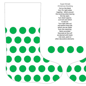 Giant green polka dots cut and sew stocking