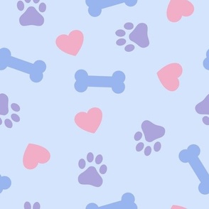 I love my dog - blue pink and purple