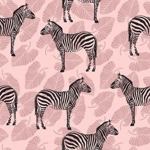 Zebra and Botanical Leaves