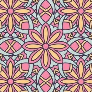 Pastel Blush Floral Stained Glass Design