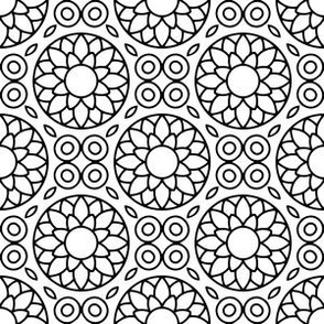 Black and White Floral Gemstone Geometric Design