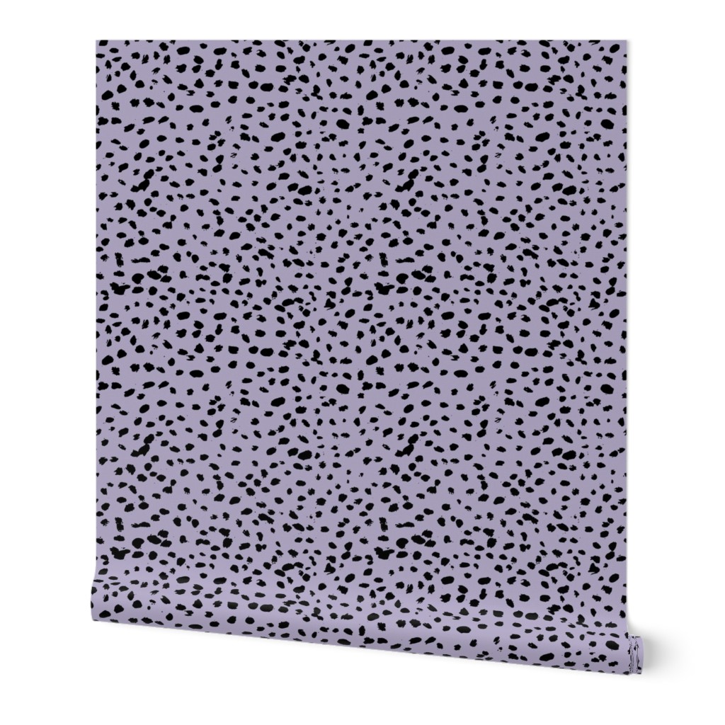 Wild organic speckles and spots animal print boho black marks on lilac purple