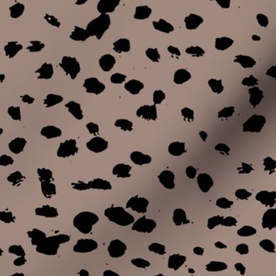 Wild organic speckles and spots animal print boho black marks on latte brown 