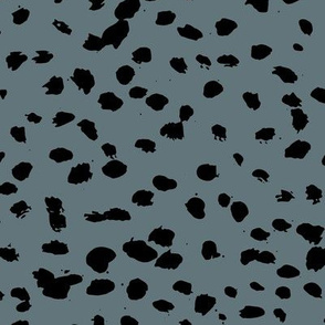 Wild organic speckles and spots animal print boho black marks on stone blue