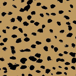 Wild organic speckles and spots animal print boho black marks on mustard yellow ochre