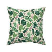 Aztec Jungle Leaves on Cream - Small